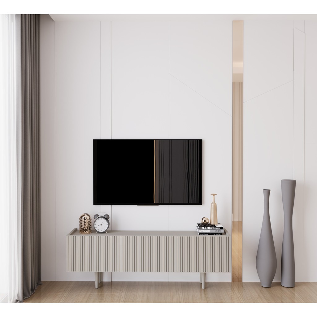 Enwood Capella Kumtaşı Rengi Mdf 3 Kapaklı Ahşap Ayaklı 140 cm Tv Ünitesi - Kum Taşı Tv Ünitesi / Sehpası Fiyatı