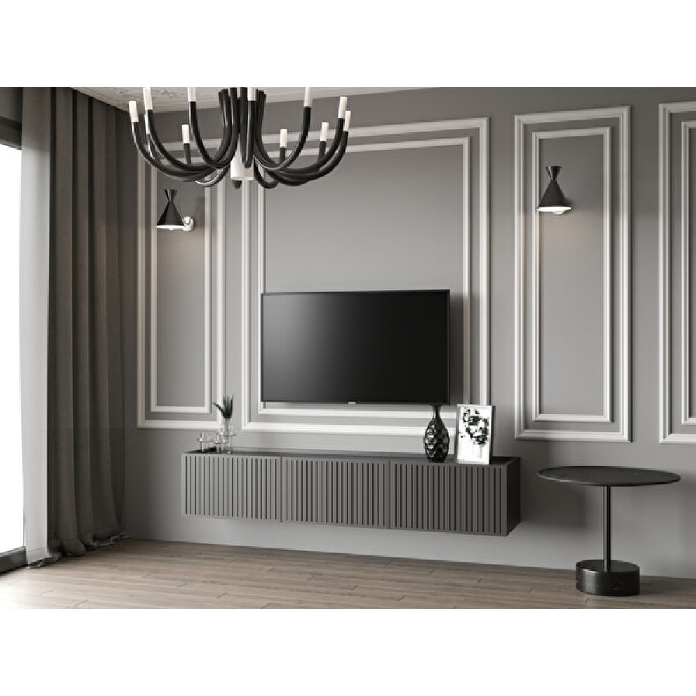 Enwood Capella Siyah Country 3 Kapaklı Duvara Monte 140 cm Tv Ünitesi Tv Ünitesi / Sehpası Fiyatı