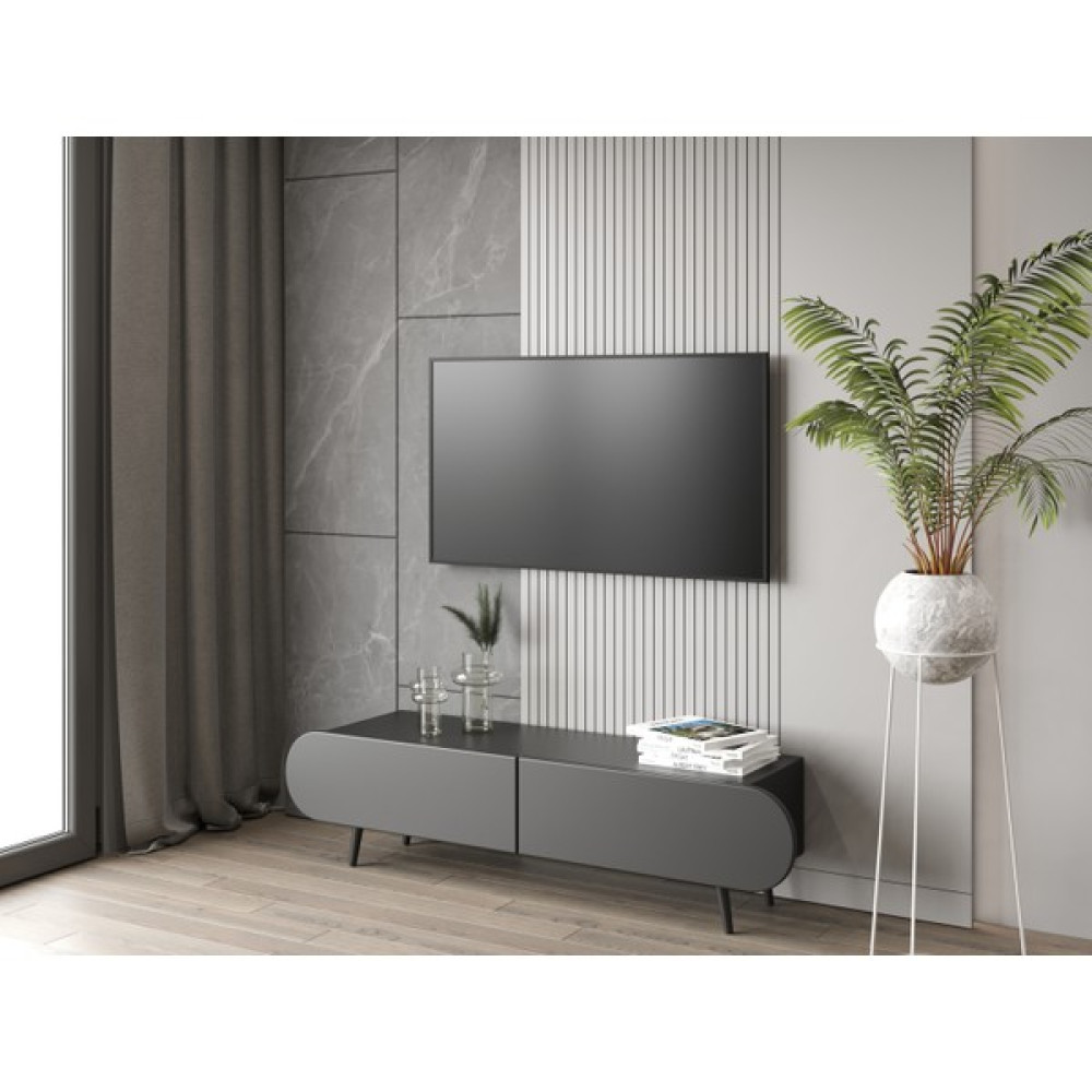 ENWOOD REGULUS Siyah 2 Kapaklı Ahşap Ayaklı 160 cm Modern Tv Ünitesi Tv Ünitesi / Sehpası Fiyatı