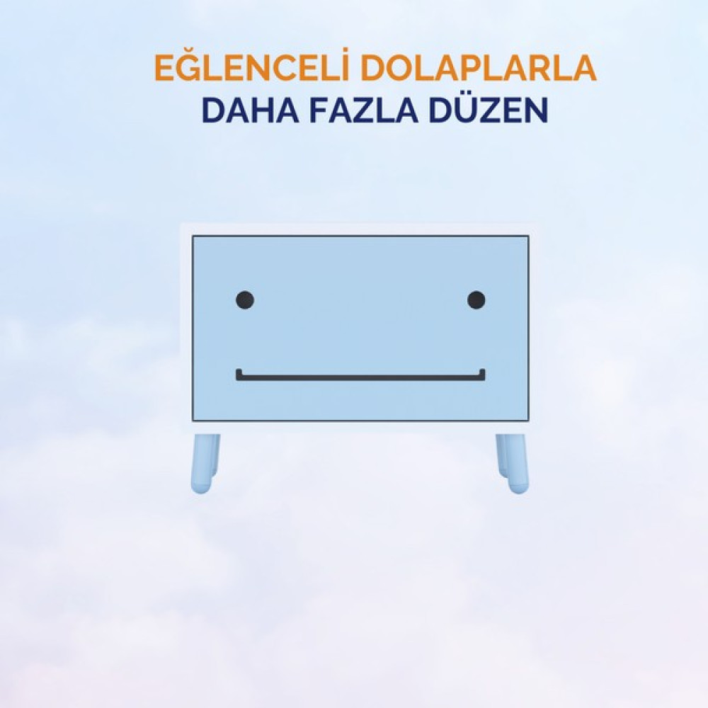 Enwood Roboen-W2 Modüler Oyuncak Dolabı - Mavi Bebek Odası Komodini Fiyatı