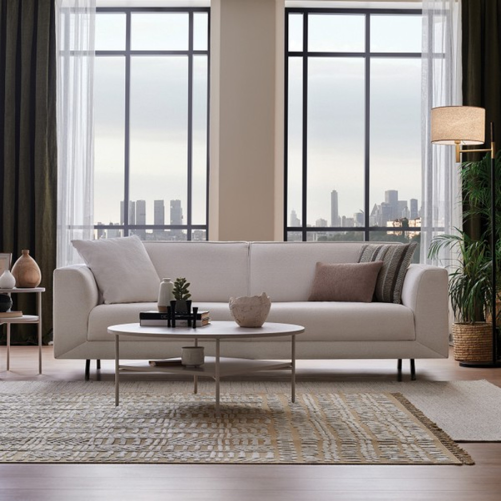 Enza Home Basel 3'lü Yataklı Koltuk - Beyaz Kanepe & Çekyat Fiyatı