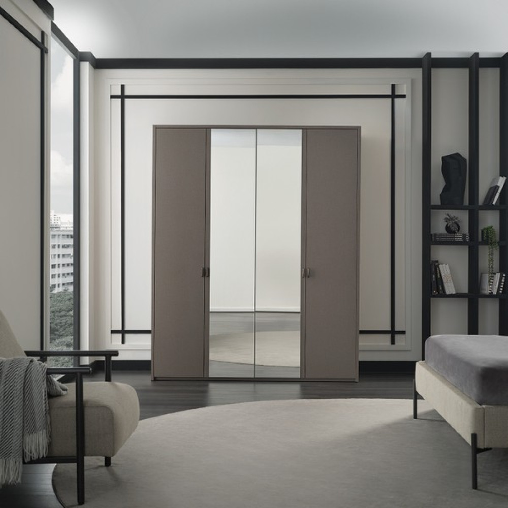 Enza Home Berta 4 Kapaklı Gardrop - Kahverengi Gardrop & Dolap Fiyatı