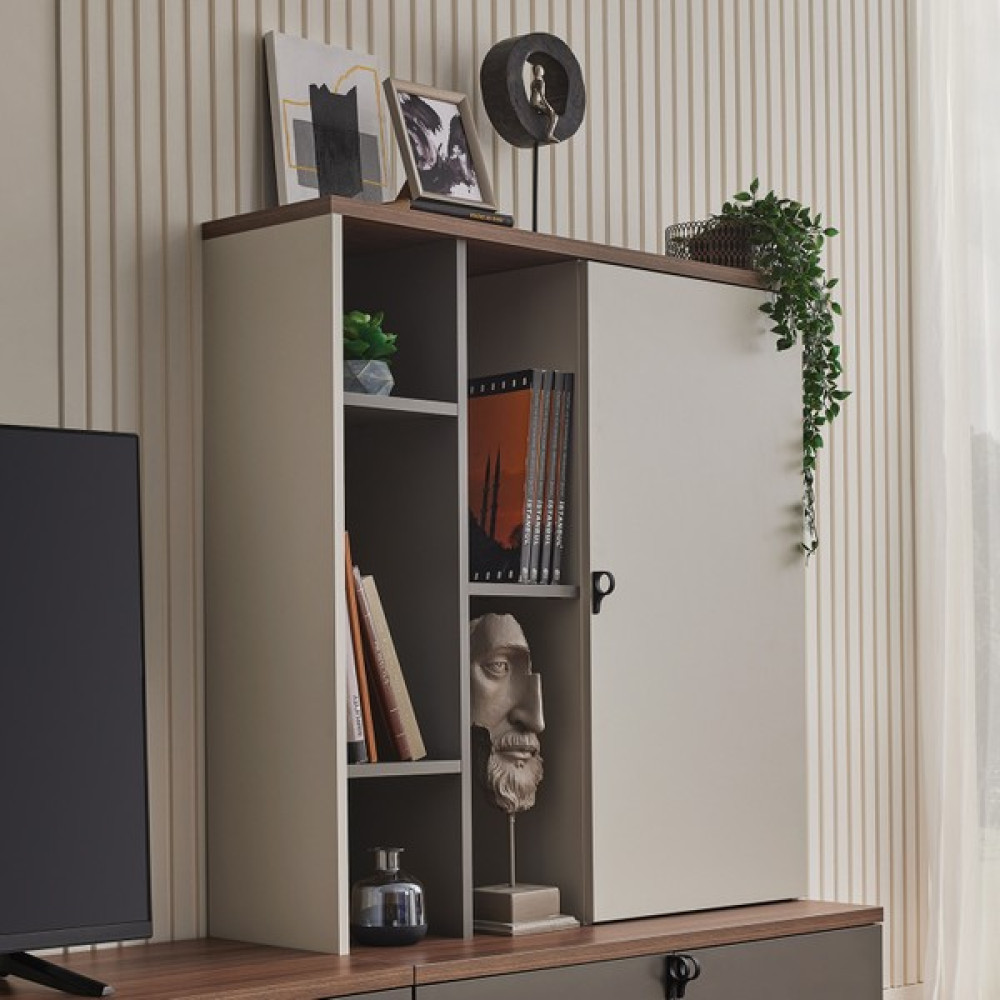 Enza Home Cordell Tv Sehpası Kitaplık Modülü - Beyaz Tv Ünitesi / Sehpası Fiyatı