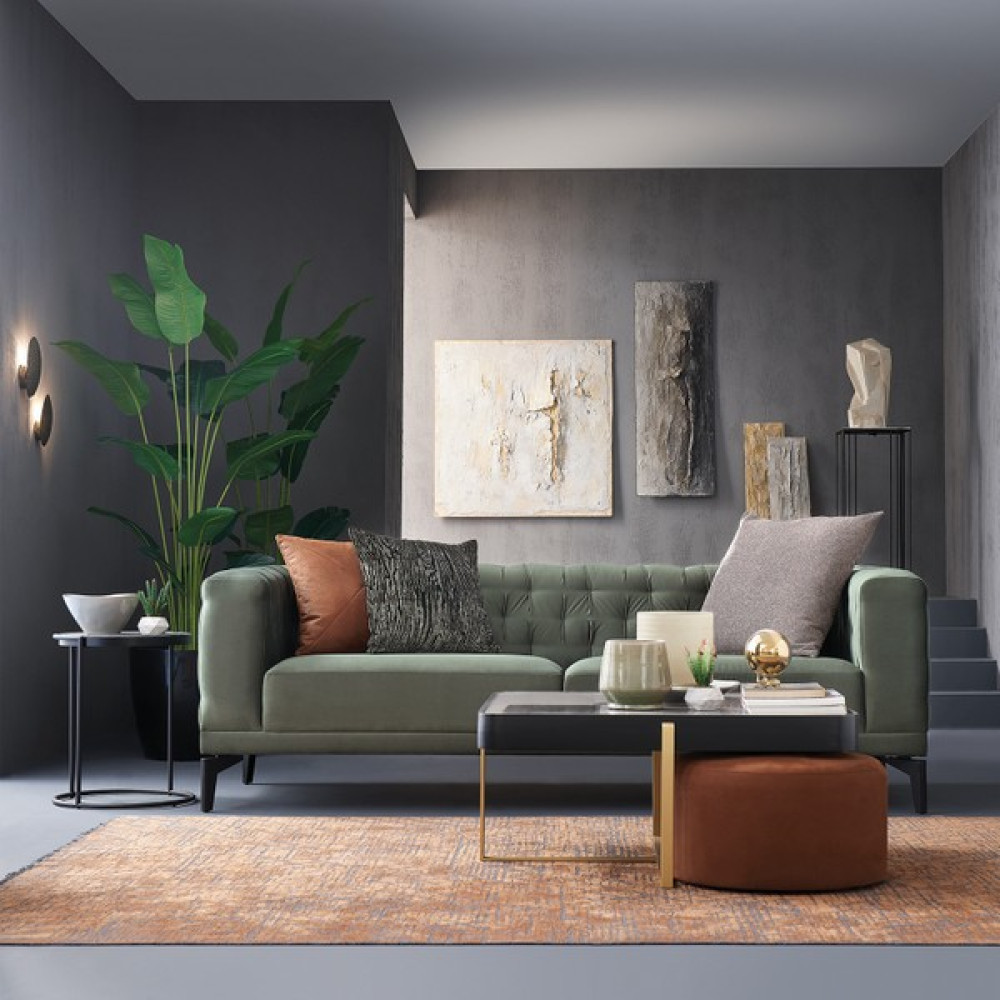 Enza Home Dorian Modern Koltuk Takımı (3+1) - Yeşil/vizon - Renkli Koltuk Takımı / Seti Fiyatı