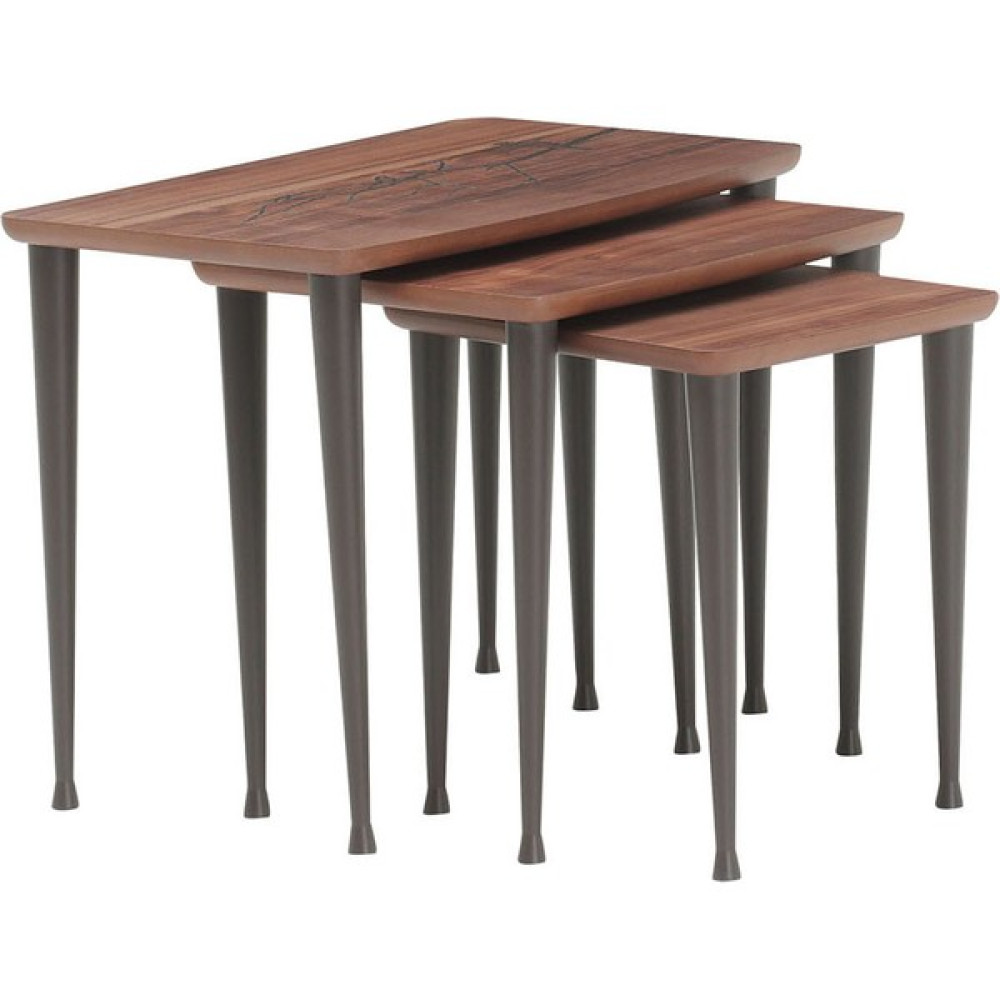Enza Home Fıgure Zigon Sehpa 3'lü Set - Ceviz Zigon Sehpa Fiyatı