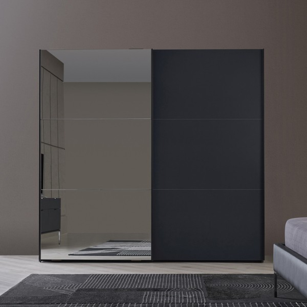 Enza Home Legato 240 cm Sürgü Kapaklı Gardrop - Siyah Gardrop & Dolap Fiyatı