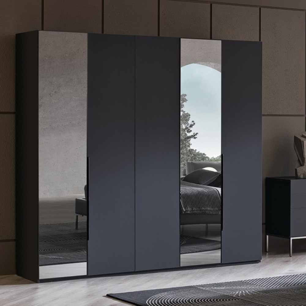Enza Home Legato 5 Kapaklı Gardrop - Siyah Gardrop & Dolap Fiyatı