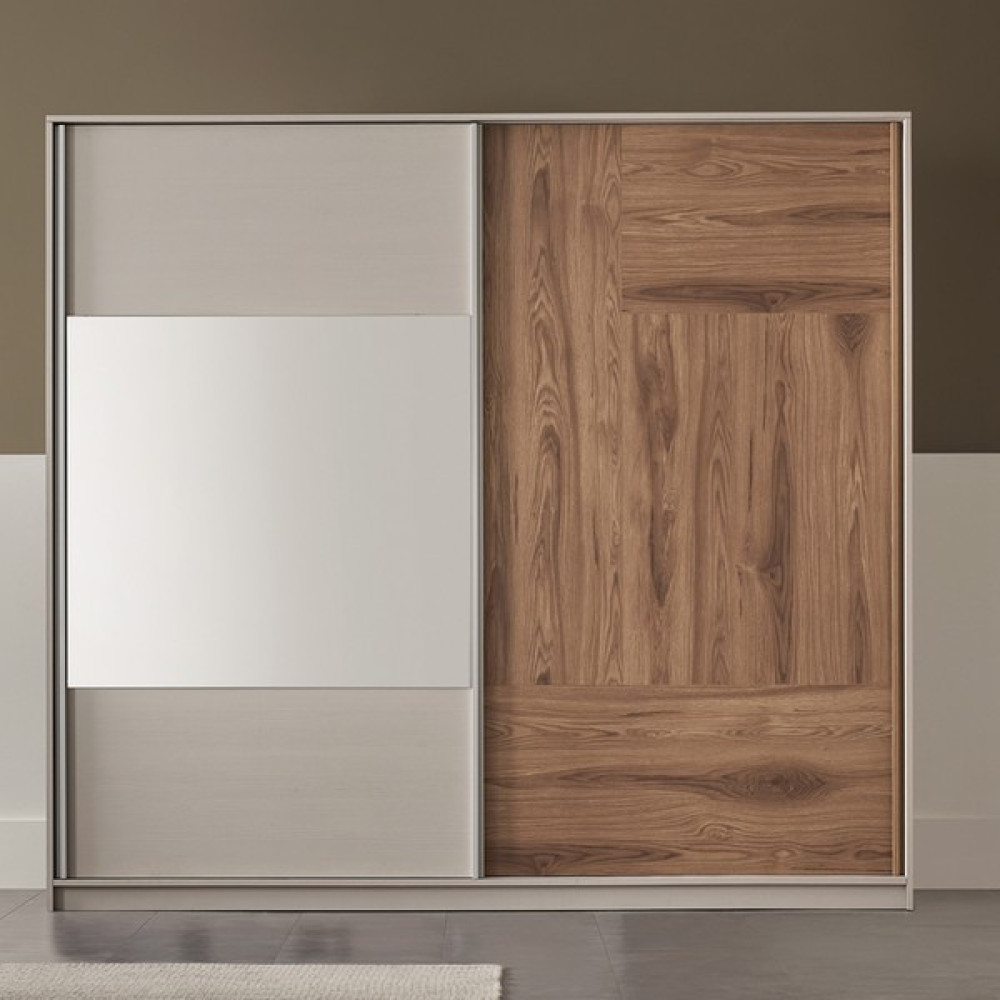 Enza Home Loreto 240 cm Sürgü Kapaklı Gardrop - Ceviz Gardrop & Dolap Fiyatı
