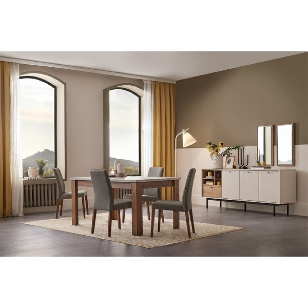 Enza Home Loreto Yemek Odası Takımı - Beyaz/ceviz - Renkli Masa - Sandalye Seti / Takımı Fiyatı