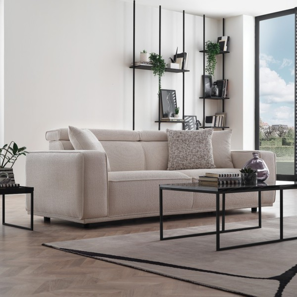 Enza Home Milos 2,5'lu Koltuk, Buklet Dokulu - Beyaz Koltuk Takımı / Seti Fiyatı