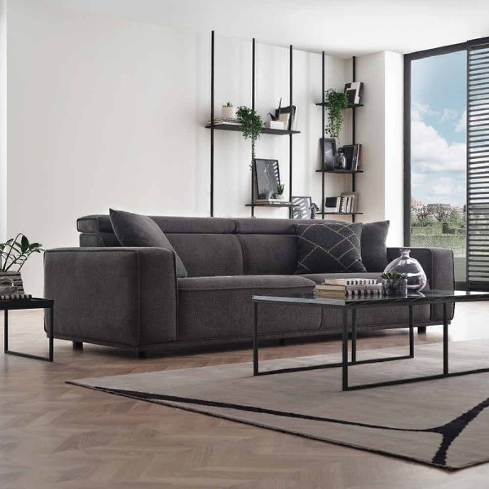 Enza Home Milos 3'lü Koltuk, Kadife Dokulu - Antrasit Koltuk Takımı / Seti Fiyatı