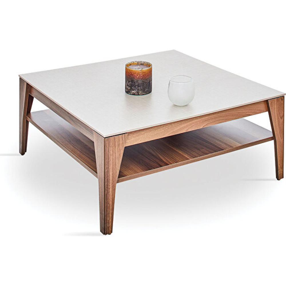 Enza Home NETHA Kare Orta Sehpa 90x90 cm - Beyaz - Ceviz Orta Sehpa Fiyatı