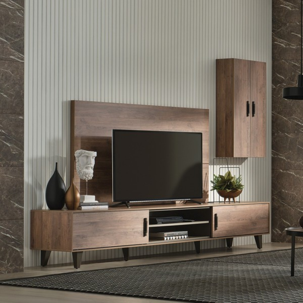 Enza Home Orlando Tv Ünitesi Seti 1 - Ceviz Tv Ünitesi / Sehpası Fiyatı