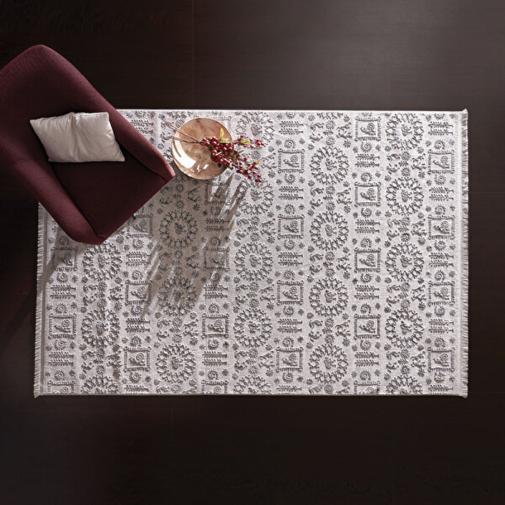 Enza Home Ornella Modern Özel Tasarım Dokuma Halı Açık Gri (80X50 ) - 80 x 50 cm Salon Halısı Fiyatı