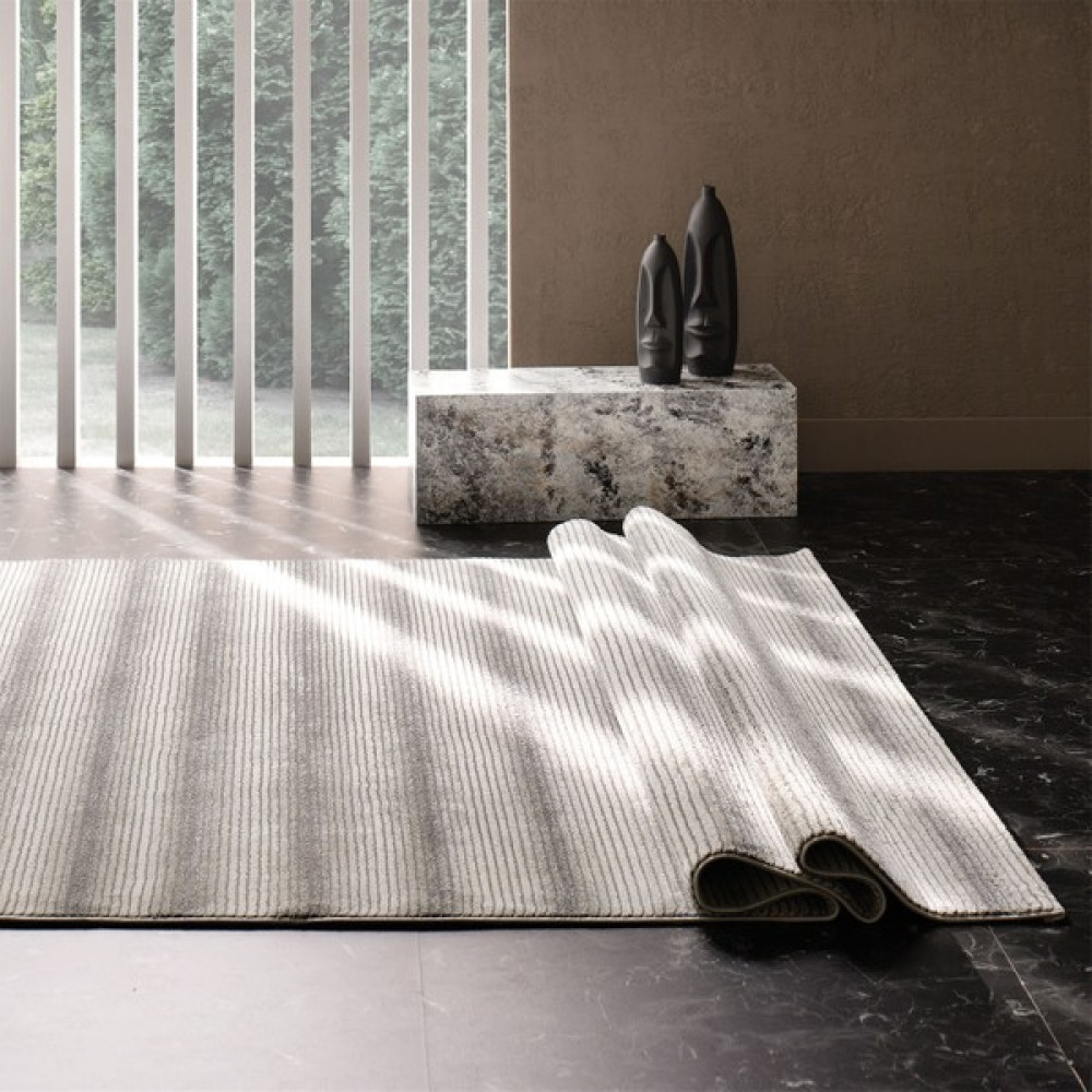 Enza Home Pagani Modern Özel Tasarım Dokuma Halı Gri/siyah (80X150) - Gri - Siyah - ​80 x 150 cm Salon Halısı Fiyatı