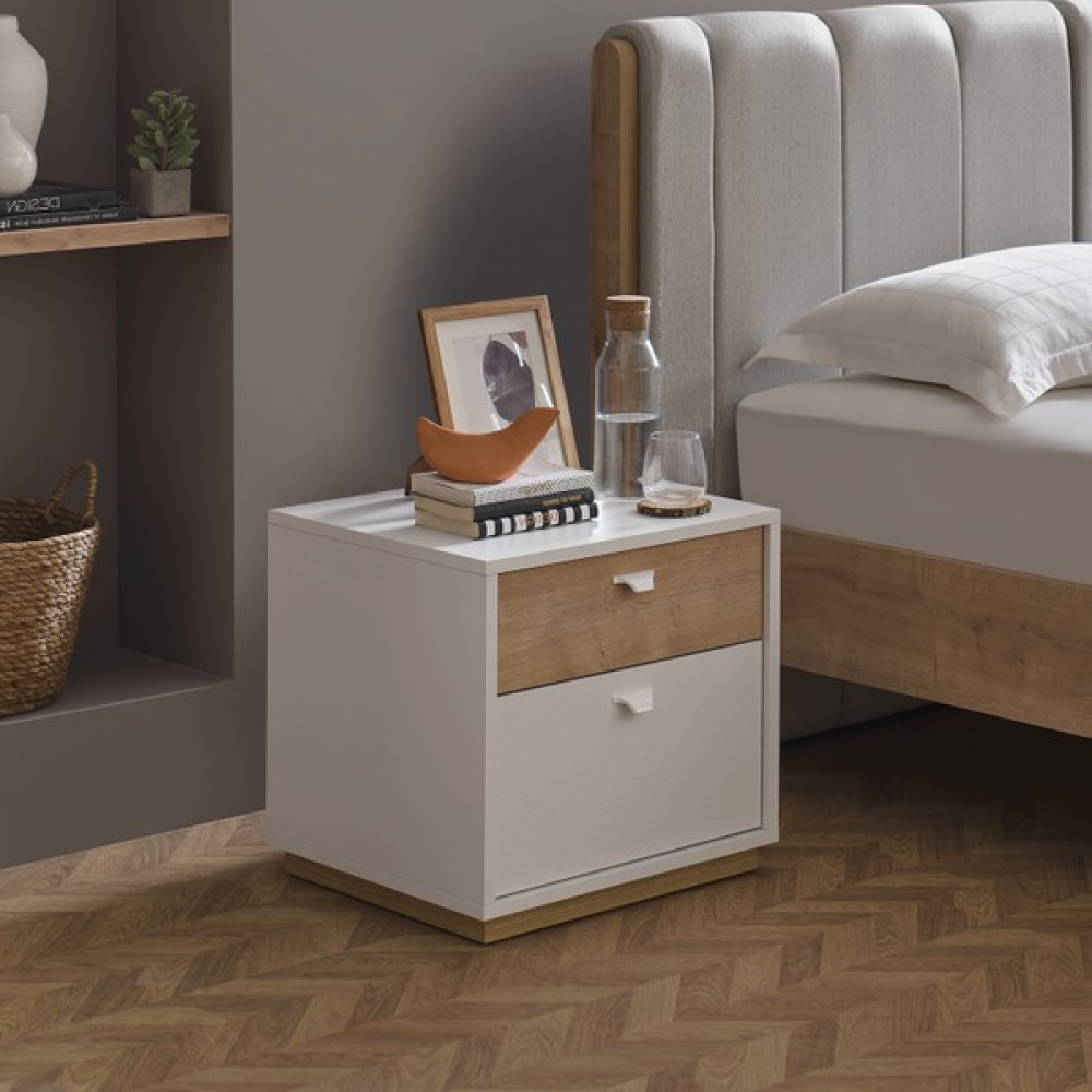 Enza Home Polka Komodin Beyaz - Beyaz - Ceviz Komidin Fiyatı