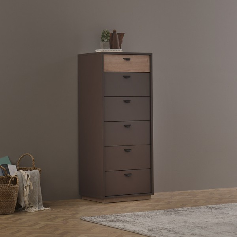 Enza Home Polka Yüksek Şifonyer - Koyu Gri - Beyaz Şifonyer Fiyatı