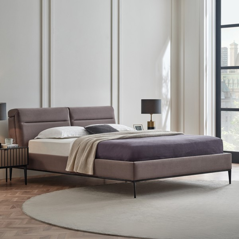 Enza Home Riga Modern Klasik Çift Kişilik Başlıklı Karyola - Gri - 160 x 200 cm Karyola Fiyatı