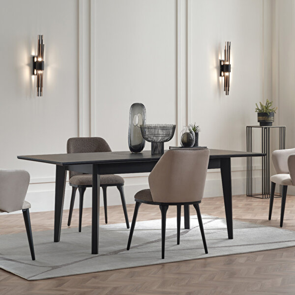 Enza Home Riga Modern Yemek Odası Takımı - Siyah - Renkli Masa - Sandalye Seti / Takımı Fiyatı