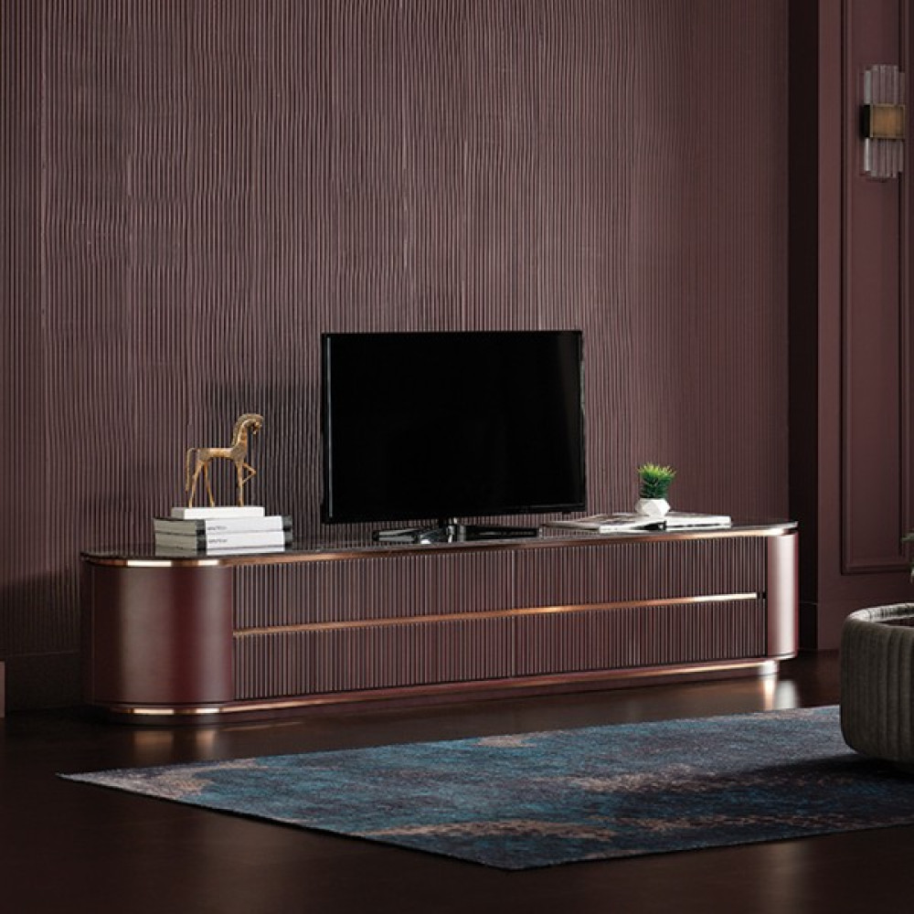 Enza Home Vienna Tv Sehpası (Bazalı) - Bordo Tv Ünitesi / Sehpası Fiyatı