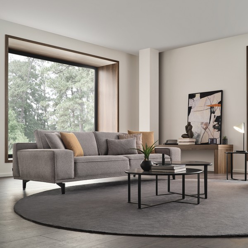 Enza Home Viera 2,5'lu Koltuk, Keten Dokulu - Gri Koltuk Takımı / Seti Fiyatı