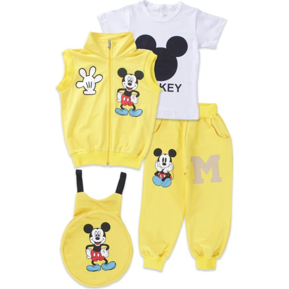 Enza Moda Mickey Sarı Yelekli Erkek Çocuk Eşofman Takımı Erkek Çocuk Eşofman Fiyatı