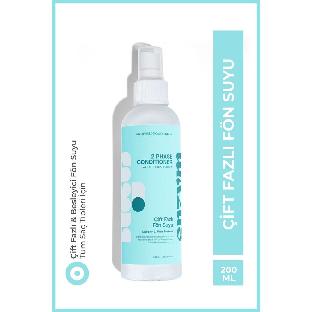 Enzym Cosmetics Enzym Çift Fazlı Fön Suyu 200 ml Parlaklık Verici Parabensiz Tüm Saç Tipleri İçin Isı Koruyucu Şampuan ve Saç Kremi Fiyatı
