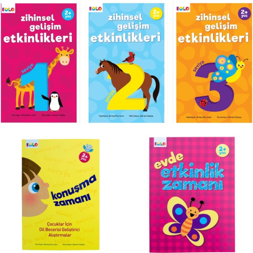 Eolo 2+ Yaş Zihinsel Gelişim Etkinlikleri/evde Etkinlik Zamanı ve Konuşma Zamanı (5 Kitap) Okul Öncesi Eğitici & Öğretici Kitaplar Fiyatı