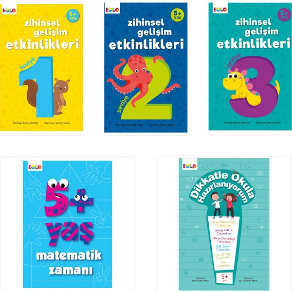 Eolo Yayınları 5+ Yaş Zihinsel Gelişim Etkinlikleri- Okula Hazırlanıyorum ve Matematik Zamanı 5 Kitap Okul Öncesi Eğitici & Öğretici Kitaplar Fiyatı