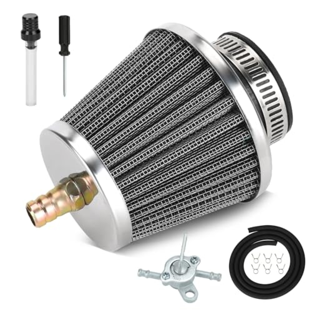 EOPOAYI 35mm (1-3/8") Air Filter Compatible with Taotao Coolster 110cc 125cc Baja Sunl Apollo SSR ATV Quad 4 Wheeler 50cc 70cc 90cc CRF50 Go Kart Pit Dirt Bike Parts Petcock Fuel Shut Off Valve