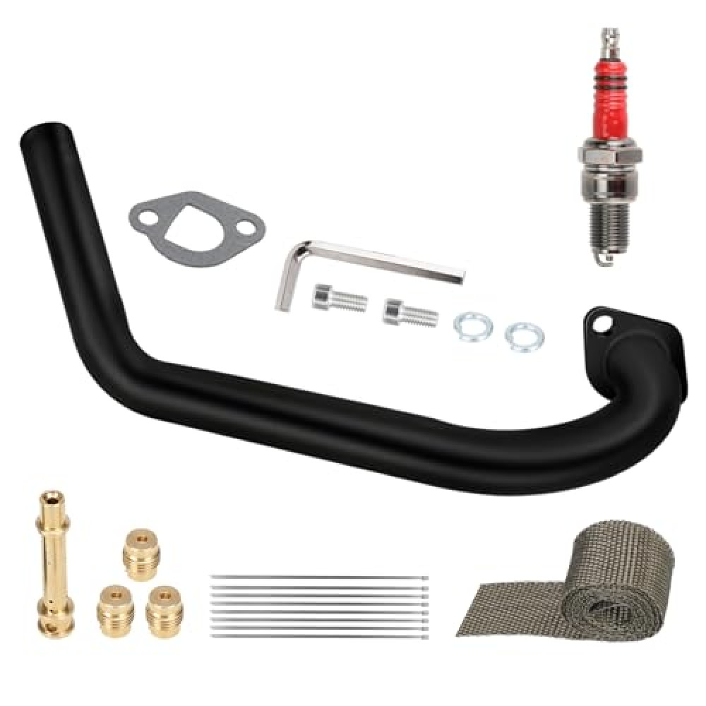 EOPOAYI Under Seat Exhaust Pipe Jet Kit Compatible with Predator 212cc 196cc 224cc Coleman CT200U BT200X CT200U-EX Baja MB200 MB165 Mini Bike KT196 Go Kart GX160 GX200 6.5hp Engine Parts