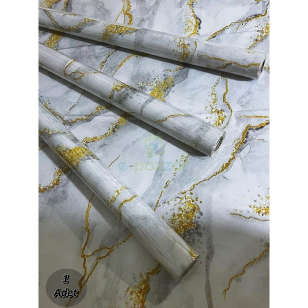 Epazzar 5 Metre x 60 cm Beyaz Zemin Gold & Gri Desenli Kendinden Yapışkanlı Mermer Desenli Folyo - 500 x 60 cm Yapı Kimyasalları & Yapıştırıcılar Fiyatı