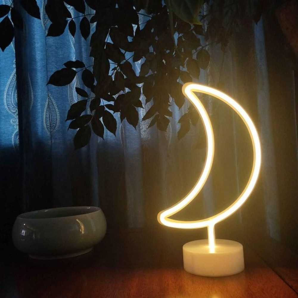 Epazzar Hilal Ay Tasarımlı USB ve Pilli Neon LED Masa ve Gece Lambası - Sarı Dekoratif Lamba Fiyatı