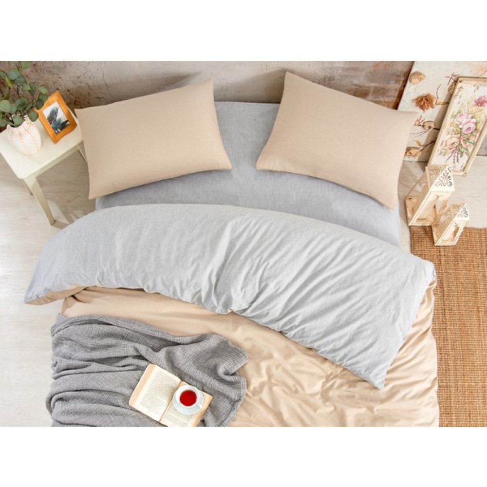 Ephemeris Çift Kişilik Polycotton Nevresim Takımı - Bej - Gri - 200 x 220 cm Nevresim Takımı Fiyatı