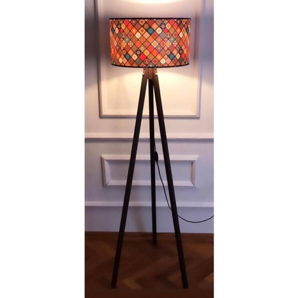 Epifanio Ahşap Üçlü Ayak Modern Tripod Lambader, Silindir Başlık, 3 Lü Ayaktripod Lambader - 21LM048 - Renkli Lambader Fiyatı