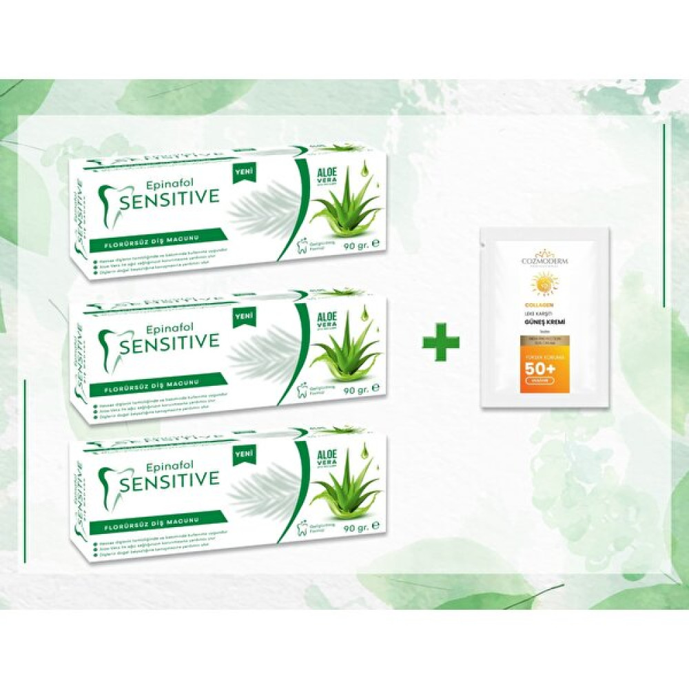 Epinafol Sensitive Aloe Vera 3'lü + Cozmoderm Güneşkremi Hediyeli Diş Macunları Fiyatı