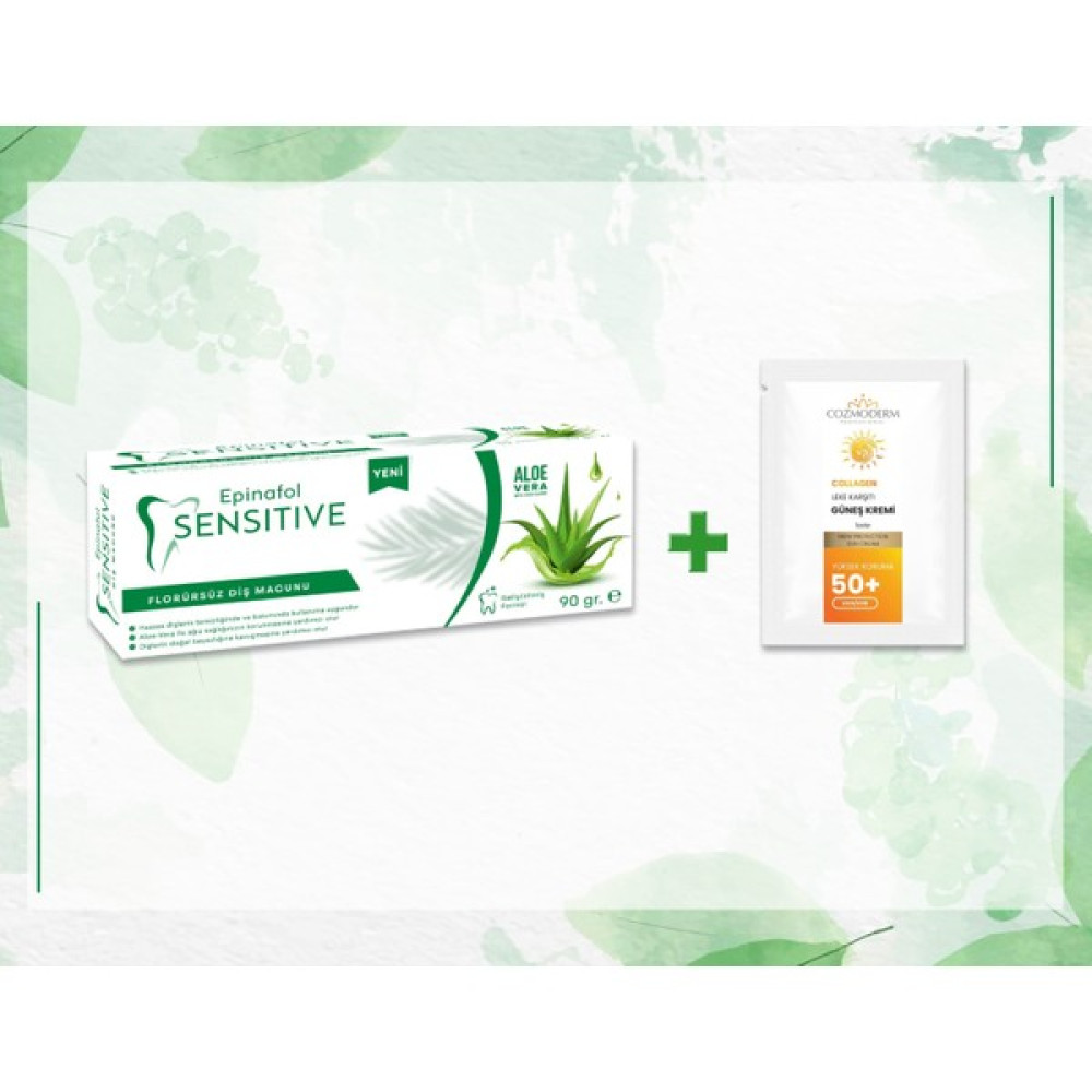 Epinafol Sensitive Aloe Vera Özlü Diş Macunu 90 gr + Cozmoderm Güneş Kremi Hediyeli Diş Macunları Fiyatı