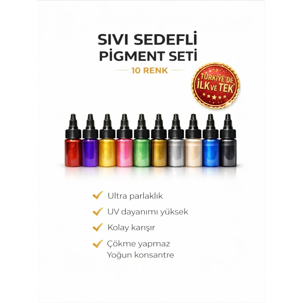 Epoksi Bazlı Parlak Sıvı Sedefli Pigment 10 Renk x 30 gr Diğer Fiyatı