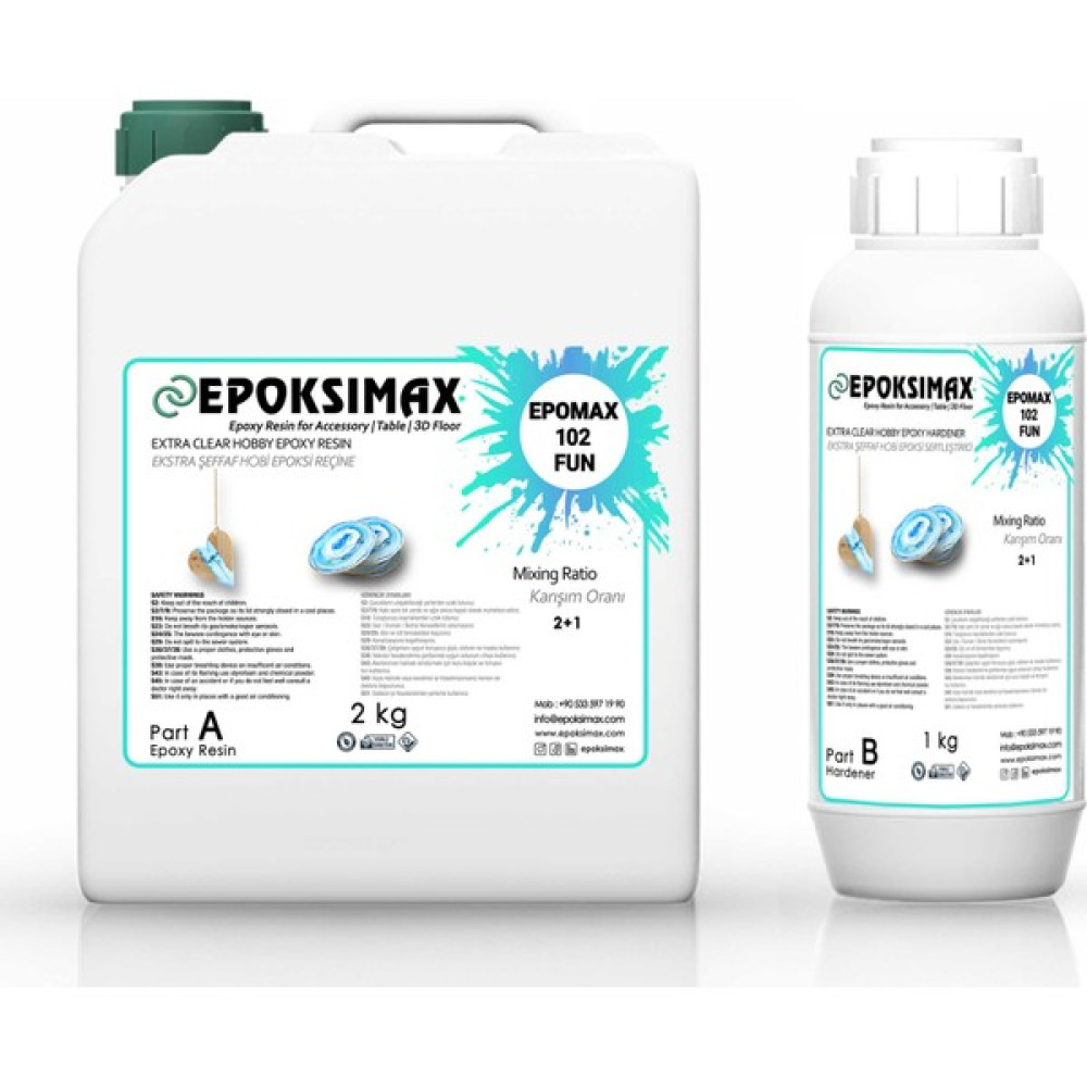 Epoksimax Aksesuar ve Hobi Epoksi Reçine 102 Fun 3 kg Boyalar & Boyacı Aletleri Fiyatı