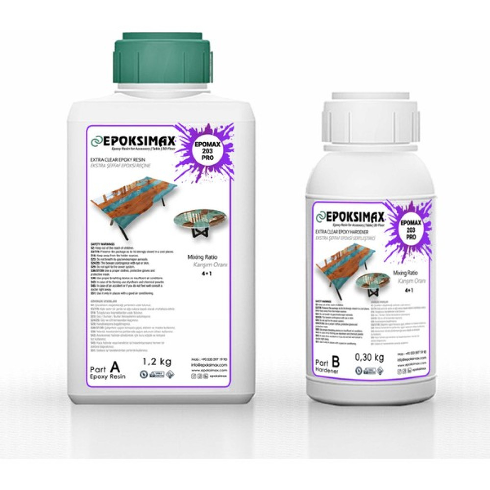 Epoksimax Masa ve Sehpa Için Epoksi Reçine 203 Pro 1,5 kg Boyalar & Boyacı Aletleri Fiyatı