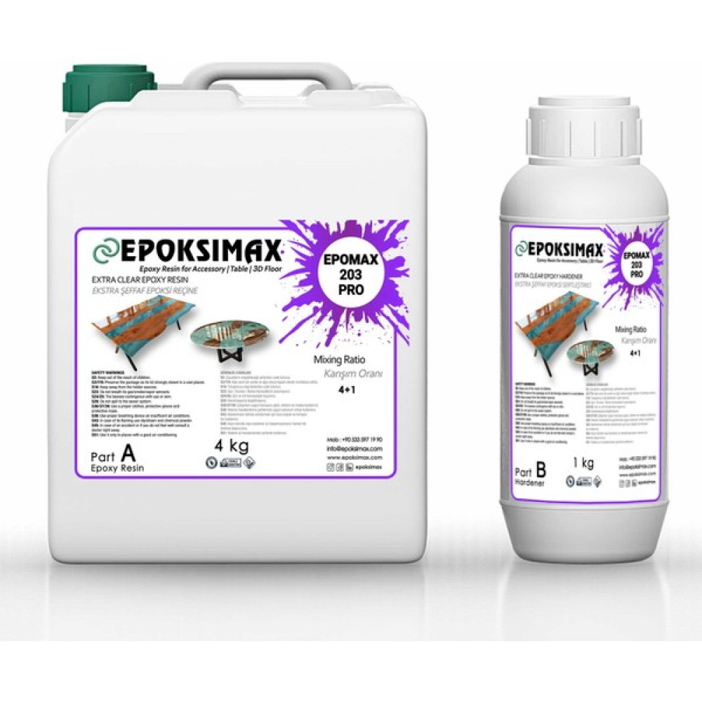 Epoksimax Masa ve Sehpa Için Epoksi Reçine 203 Pro 5 kg Boyalar & Boyacı Aletleri Fiyatı