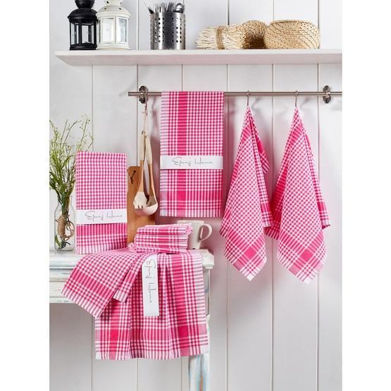 Eponj Home 45 x 65 cm PötiKareli Fuşya 10 Kurulama ve Mutfak Peçetesi Mutfak Havlusu Fiyatı