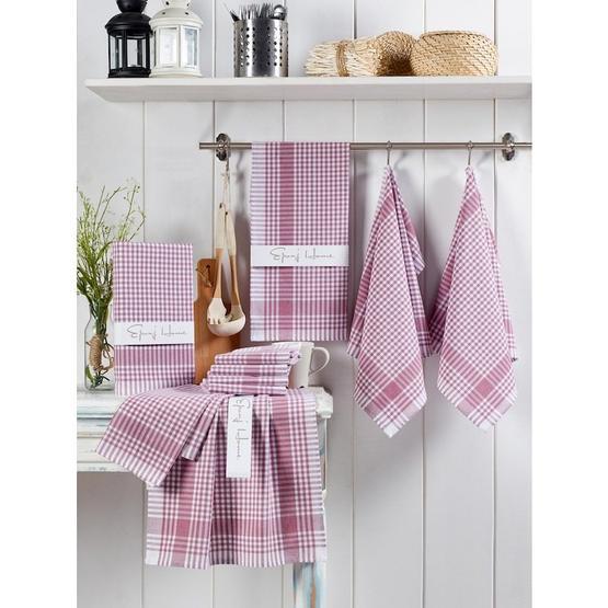 Eponj Home 45 x 65 cm PötiKareli Gülkurusu 10'lu Kurulama ve Mutfak Peçetesi