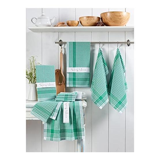 Eponj Home 45 x 65 cm PötiKareli Yeşil 10'lu Kurulama ve Mutfak Peçetesi