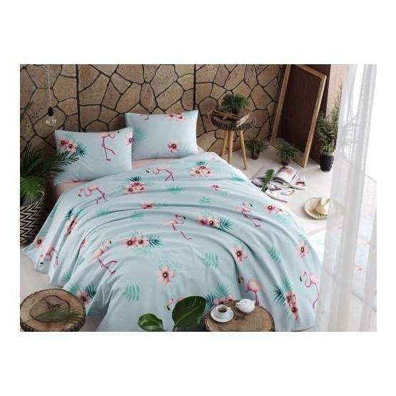 Eponj Home Flamenco Mint Doğal Baskılı Tek Kişilik Pike