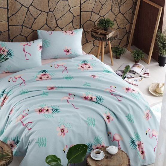 Eponj Home Flamenco Mint Doğal Baskılı Tek Kişilik Pike