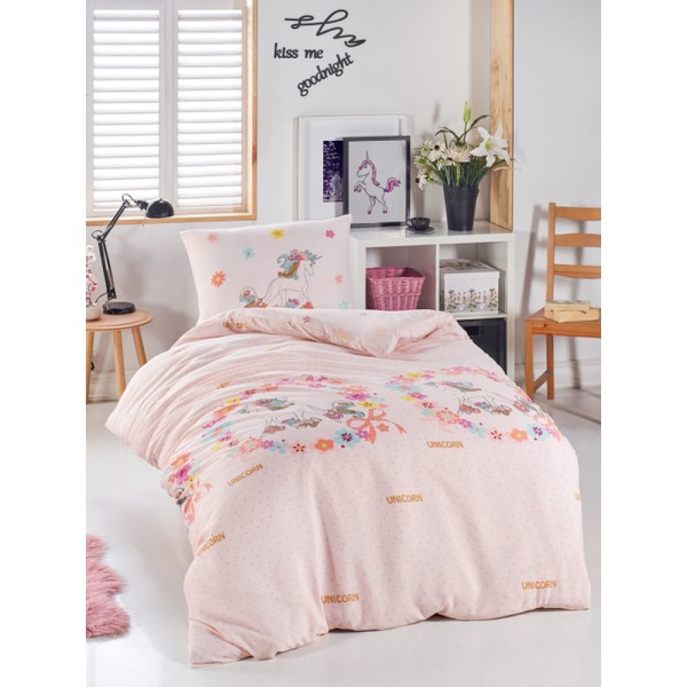 Eponj Home Junior Nevresim Seti Tek Kişilik Unicornlar Pembe - 140 x 220 cm Nevresim Takımı Fiyatı
