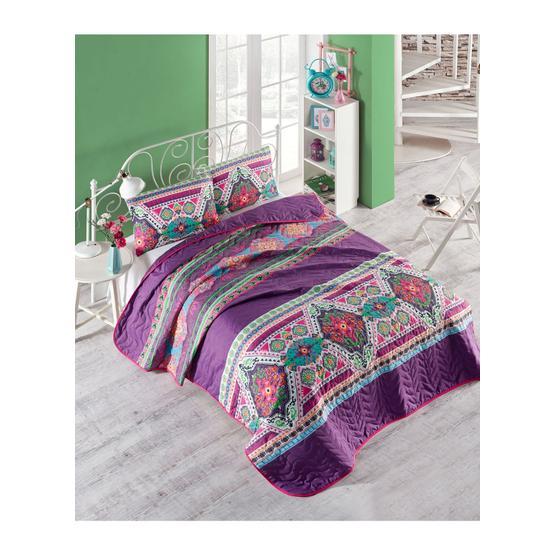 Eponj Home Kapitone Rug Fuşya Tek Kişilik Yatak Örtüsü Seti