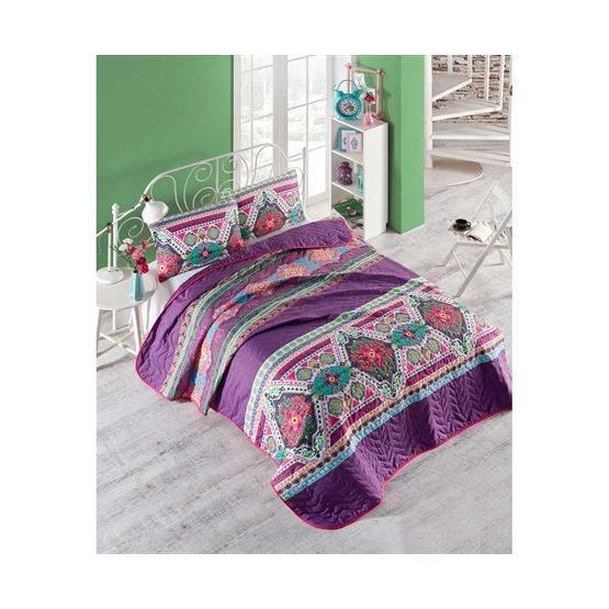 Eponj Home Kapitone Rug Fuşya Tek Kişilik Yatak Örtüsü Seti