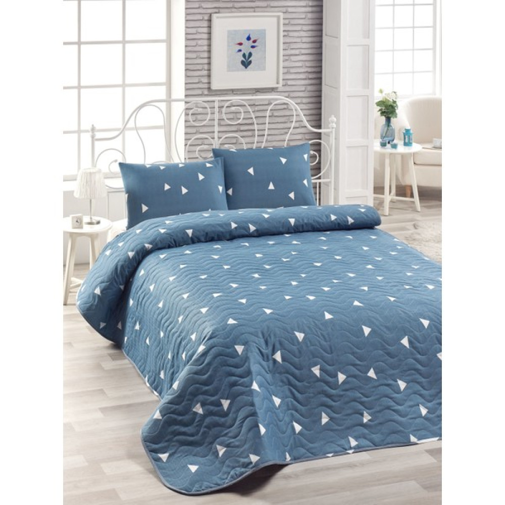 Eponj Home Kapitone Yatak Örtüsü Seti Tek Kişilik Üçgen K.BulutMavi - 160 x 220 cm Yatak Örtüsü Fiyatı